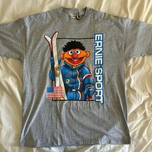 Vintage 90s Single Stitch Sesame Street Ernie Sport Polo Ski Wear Parody Shirt